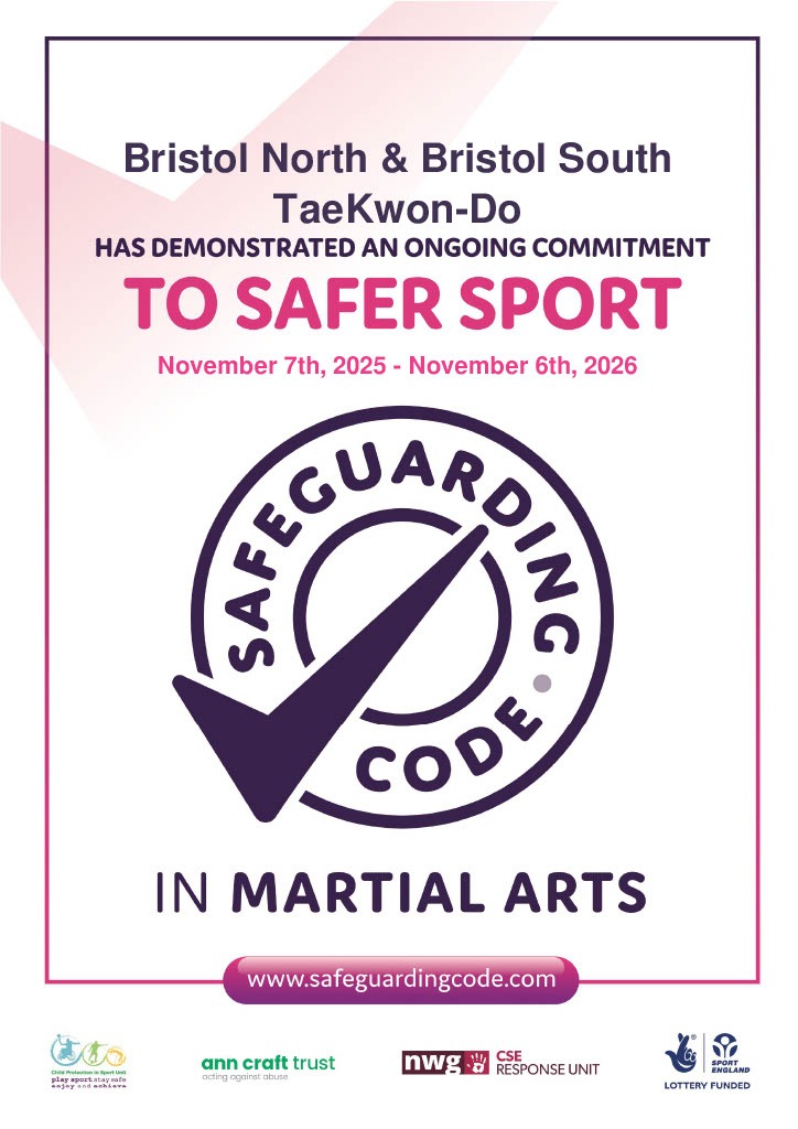 Bristol North u0026 Bristol South Taekwon-Do Sfaeguarding In Martial Arts certificate