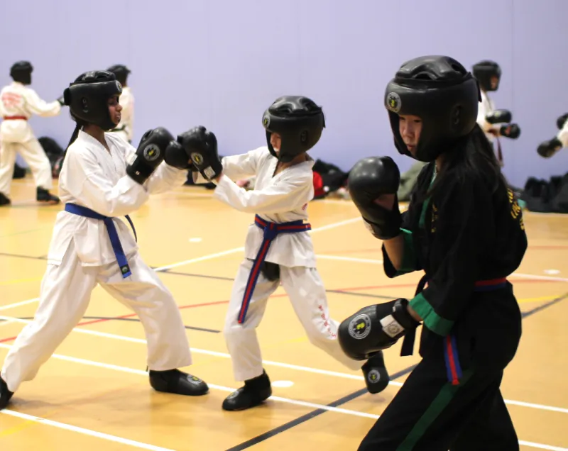 Sparring with protective gear